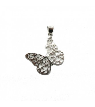 PE001321 Handmade genuine sterling silver pendant solid hallmarked 925  filigree Butterfly 